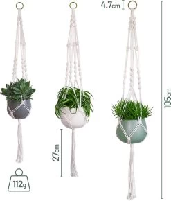 Gadgy Plantenhanger Macramé 3 Stuks - Luxe Gevlochten Touw Katoen - Plantenpot Ophangen - Hangpot -Gardena Winkel 1021x1200 2