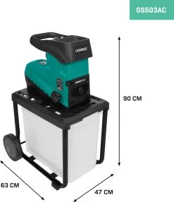 VONROC Stille Hakselaar/Shredder 2800W – Voor Takken Tot Ø45mm – Incl. 60L Opvangbak & Duwstok -Gardena Winkel 1034x1200