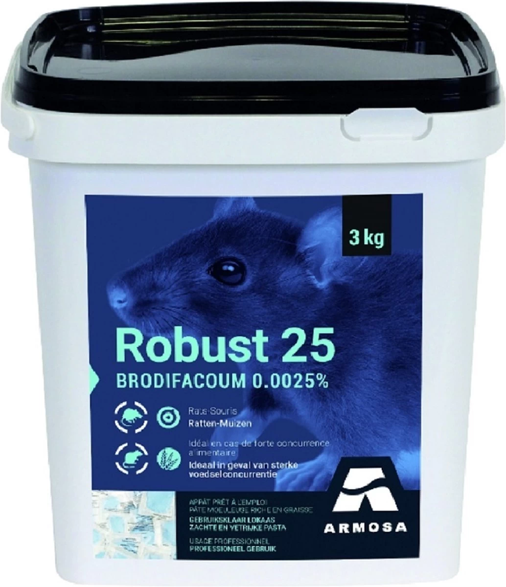 Robust 3kg - Rattengif Pasta - Professioneel Voor Bestrijding Van Ratten En Muizen 1 Robust 3kg - Rattengif Pasta - Professioneel Voor Bestrijding Van Ratten En Muizen