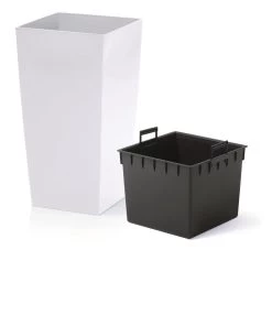Prosperplast Kunststof Urbi Bloempot/plantenpot Met Binnenpot Wit 32 X 32 X 61 Cm - 21/49 Liter - Hoge Vierkante Bloempotten -Gardena Winkel 1038x1200 6