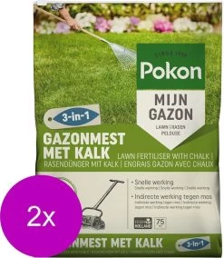 Pokon Gazonmest Met Kalk - 2 X 5kg - Mest - Geschikt Voor 2 X 75m² - 120 Dagen Voeding - Voordeelverpakking -Gardena Winkel 1044x1200 1