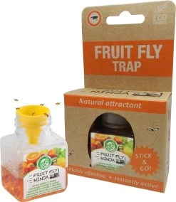 Super Ninja - Fruit Fly Ninja® - Fruitvliegjes Vanger - 100% Natuurlijk En Milieu Verantwoordelijk - Single Pack