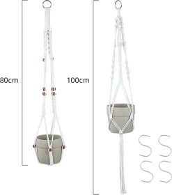 4 Stuks Luxe Macrame Plantenhangers - Boho Handgeweven Katoen Hangpot Voor Binnen/Buiten - Hangende Bloempot Met Kralen - Macramé Touw/Koord Hangplant Houder - Bohemian Wandhanger Decoratie - Plant Hanger - Verticale Tuin Bloempothouder Planthanger -Gardena Winkel 1060x1200 2