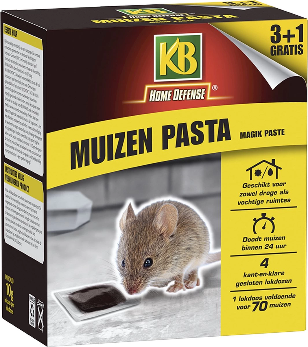 KB Home Defense Muizenlokdoos Magik Paste (pasta) - Muizenval - Muizen Pasta (10g) Voldoende Voor 70 Muizen - 3+1 Gratis - Muizengif - Werkt Binnen 24 Uur 1 KB Home Defense Muizenlokdoos Magik Paste (pasta) - Muizenval - Muizen Pasta (10g) Voldoende Voor 70 Muizen - 3+1 Gratis - Muizengif - Werkt Binnen 24 Uur