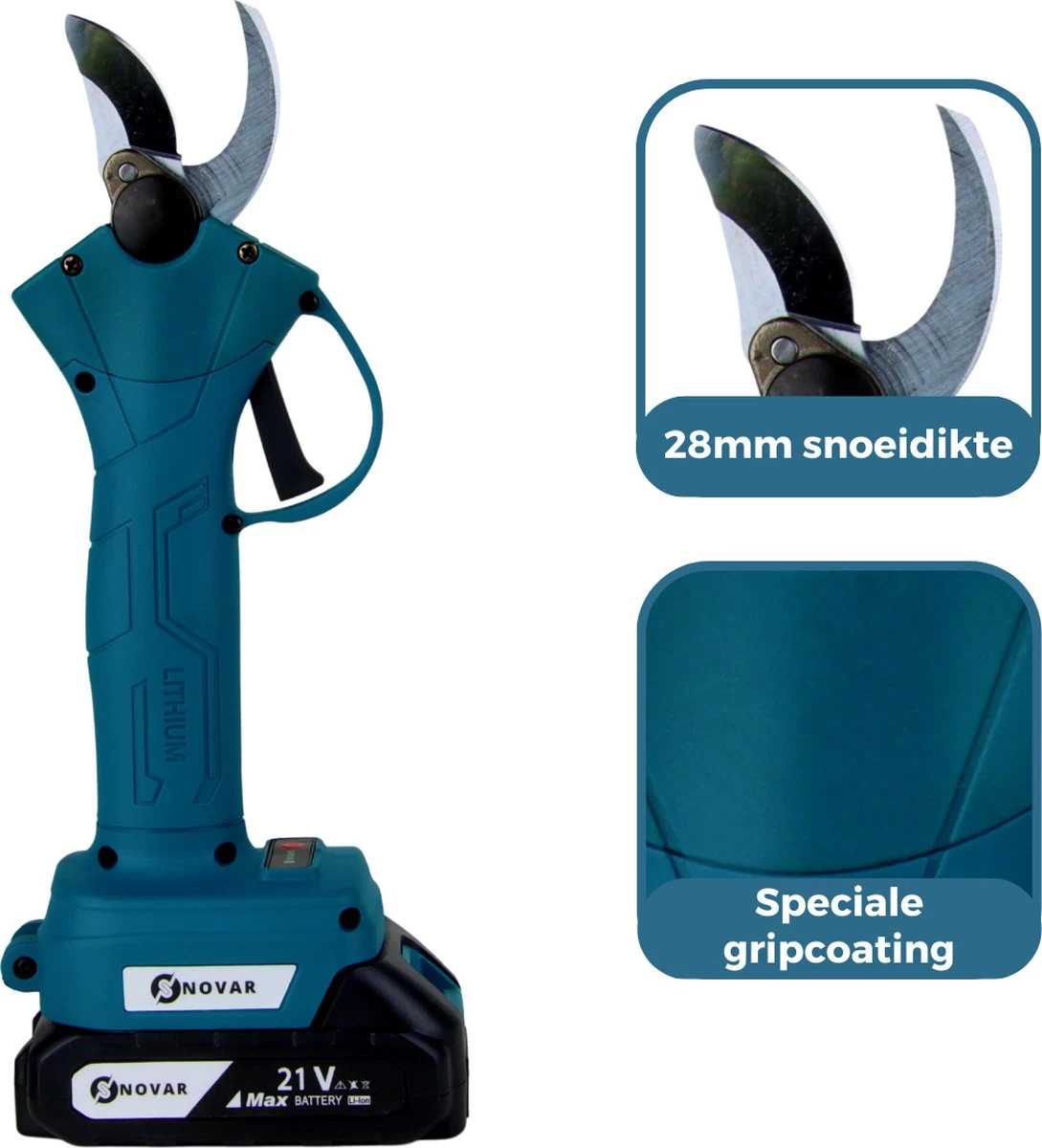 NovarGarden® Elektrische Snoeischaar NG1 - 2x Accu - Elektrisch - Takkenschaar - Op Batterij - 28mm 6 NovarGarden® Elektrische Snoeischaar NG1 - 2x Accu - Elektrisch - Takkenschaar - Op Batterij - 28mm - Afbeelding 6