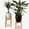 Plantenstandaard | Set Van 2 | Diameter Tot 24 Cm | Plantenkruk | Bloempotten Voor Binnen | Plantentafeltje Voor Binnen | Bloempot Standaard | Plantenstandaard Binnen | Hout | Licht Bruin