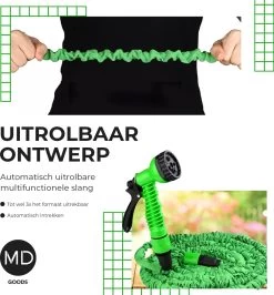Uitrekbare Tuinslang Tot 15 Meter Van MD-goods ® - Tuinsproeier - Tuin Besproeien - Waterslang - Sproeikop - Groen - Flexibel Elastisch -Gardena Winkel 1114x1200 3