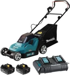 Makita Grasmaaier - DLM382CM2 - 2x18 V - 38 Cm - Incl. 4,0 Ah Accu (2 St) En Duolader -Gardena Winkel 1121x1200 1