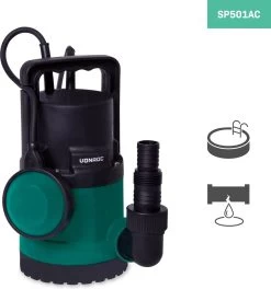 VONROC Dompelpomp/Waterpomp 300W - 6500l/h - Voor Schoon En Licht Vervuild Water - Met Vlotter -Gardena Winkel 1123x1200 2