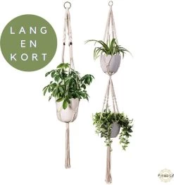 Plantenhanger Macrame Set Van 2 - Plantenhanger Met Ruimte Voor 3 Potten - Luxe Gevlochten Touw 100% Katoen - Duurzaam - Plantenbakken - Bloempotten - Macramé Stijl Hanger Voor Bloempotten - Hangpot - Fienosa -Gardena Winkel 1131x1200 7