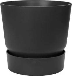 Elho Greenville Rond 30 - Grote Bloempot Voor Buiten - Gemaakt Van Gereycled Plastic - Ø 29.5 X H 27.8 Cm - Living Black -Gardena Winkel 1135x1200 10