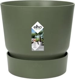Elho Greenville Rond 30 - Grote Bloempot Voor Buiten - Gemaakt Van Gereycled Plastic - Ø 29.5 X H 27.8 Cm - Blad Groen -Gardena Winkel 1135x1200 4