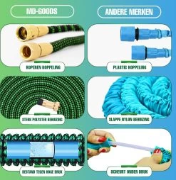 MD-Goods ® Super Sterk Uitrekbare Tuinslang Tot 30 Meter + GRATIS Tas En Koppelstuk - Tuinsproeier - Tuin Besproeien - Waterslang - Sproeikop - Groen - Flexibel Elastisch -Gardena Winkel 1169x1200 6