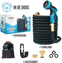 Strex Flexibele Tuinslang 15M Met Sproeikop - Uitrekbaar - Incl. Koppelingen, Ophanghaak & Opbergzak -Gardena Winkel 1176x1200 7