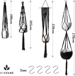 4 Stuks Luxe Macrame Plantenhangers - Boho Handgeweven Katoen Hangpot Voor Binnen/Buiten - Hangende Bloempot Met Kralen - Macramé Touw/Koord Hangplant Houder - Bohemian Wandhanger Decoratie - Plant Hanger - Verticale Tuin Bloempothouder Planthanger -Gardena Winkel 1181x1200 8