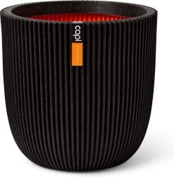 Capi Europe - Bloempot Bol Groove NL - 43x41 - Zwart - Voor Binnen En Buiten - KGVBL933