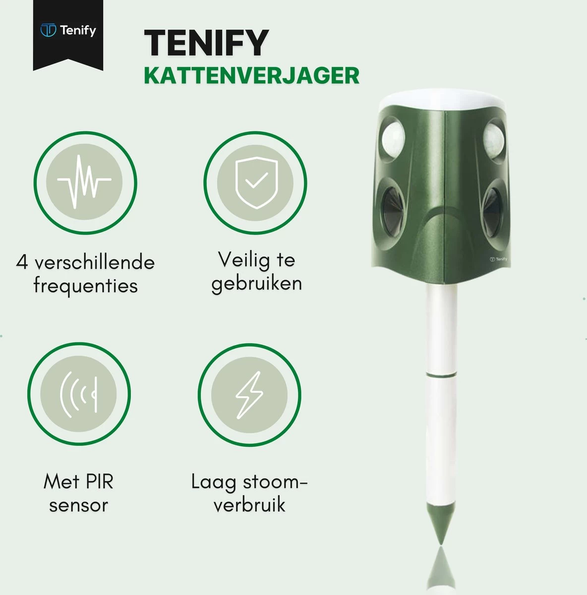 Tenify Ultrasone Kattenverjager - Groot Bereik - 360 Graden - Op Zonneenergie - USB Oplaadbaar - Kattenschrik - Afweermiddel - Ongedierte - Vogel - Dieren - Muizen - Ratten Verjager 2 Tenify Ultrasone Kattenverjager - Groot Bereik - 360 Graden - Op Zonneenergie - USB Oplaadbaar - Kattenschrik - Afweermiddel - Ongedierte - Vogel - Dieren - Muizen - Ratten Verjager - Afbeelding 2