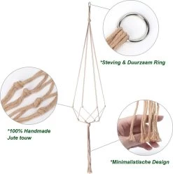 9 Stuks Jute Macrame Plantenhangers - Boho Handgeweven Katoen Hangpot Voor Binnen/Buiten - Hangende Bloempot Met Kralen - Macramé Touw/Koord Hangplant Houder - Bohemian Wandhanger Decoratie - Plant Hanger - Verticale Tuin Bloempothouder Planthanger -Gardena Winkel 1193x1200 13