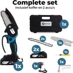 NovarGarden® Mini Kettingzaag NG1 - Met 2x Accu - Takkenzaag - Snoeizaag - Electrisch - Handzaag - Boomzaag - 21V -Gardena Winkel 1193x1200 3