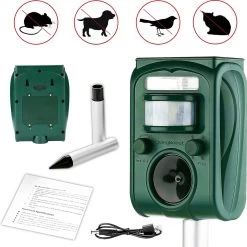 LivingBoost® – Kattenverjager Op Zonneenergie – Kattenschrik – Afweermiddel Voor Tuin – Met Adapter – Ultrasone Golf – Marterverjager – Verdrijft Katten, Ratten, Muizen, Etc.