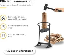 Maatworkz - Houtklover + Hamer - Houtsplijter - Houtkliever - Houtklover Voor Aanmaakhout - Gietijzer - Zwart -Gardena Winkel 1200x1018 2