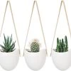 Merkloos Plantenhanger Keramiek – Set Van 3 – Steen- Hangpot – Hangende Bloempot Plantenpot Met 3 Verschillende Koorden – 12 X 11 X 9.5 Cm