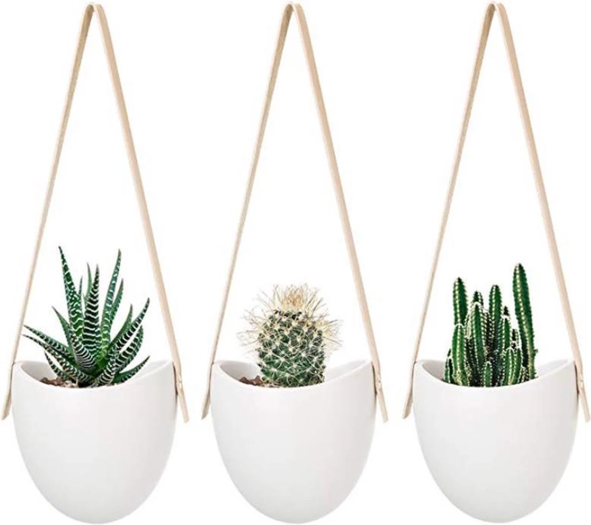 Merkloos Plantenhanger Keramiek – Set Van 3 – Steen- Hangpot – Hangende Bloempot Plantenpot Met 3 Verschillende Koorden – 12 X 11 X 9.5 Cm 1 Merkloos Plantenhanger Keramiek – Set Van 3 – Steen- Hangpot – Hangende Bloempot Plantenpot Met 3 Verschillende Koorden – 12 X 11 X 9.5 Cm