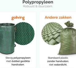 Goliving Tuinafvalzak - Set Van 2- Tuinafvalzakken Opvouwbaar - Tuinzak - Tuinafvalemmer - 2x 280 Liter - Groen -Gardena Winkel 1200x1068