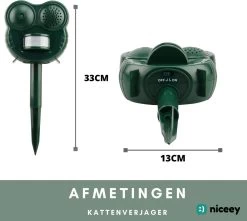 Niceey Kattenverjager - Ultrasone Verjager- Kattenschrik - Vogelverjager - Marterverjager - Ongedierte Verjager - Op Batterijen - Waterdicht - Extra Groot Bereik -Gardena Winkel 1200x1076 6