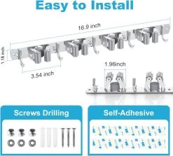 BOTC Bezemhouder - 5 Houders 6 Haken Bezem Ophangsysteem - Zeflklevend - Opbergsysteem - Ophanghaken - Tuingereedschap - Gereedschap Opbergen -Gardena Winkel 1200x1084 1