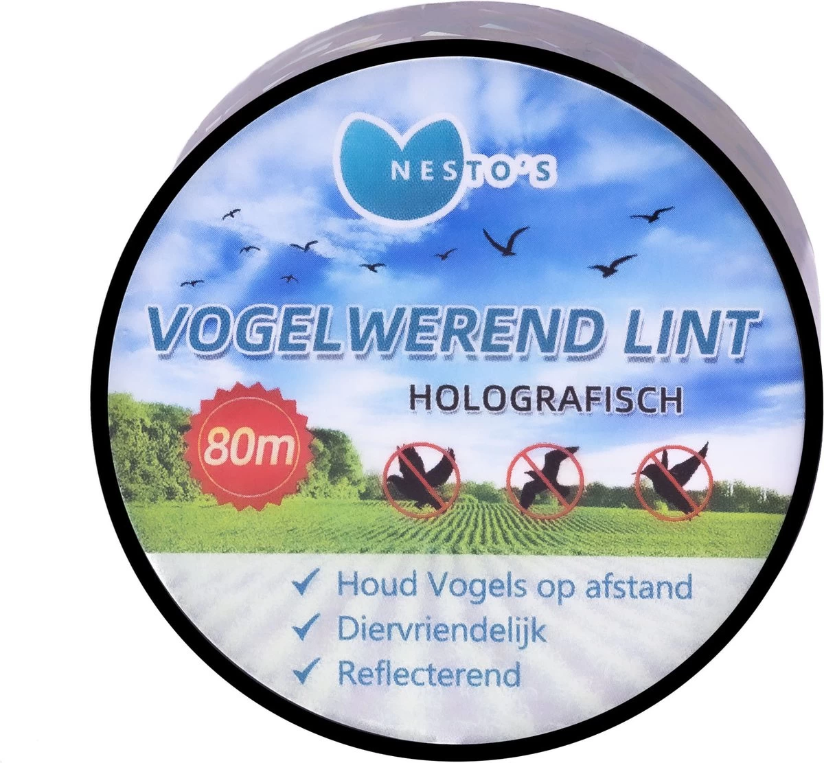 Nesto’s® Professionele Vogel Afschrik Lint - 80 Meter - Holografische Vogelverschrikker Voor Duiven - Diervriendelijke Vogelverjager - Vogel Afschrik Lint - Duivenverjager - Anti Vogels - Afschriktape - Reigerverjager - Reigerverschrikker 5 Nesto’s® Professionele Vogel Afschrik Lint - 80 Meter - Holografische Vogelverschrikker Voor Duiven - Diervriendelijke Vogelverjager - Vogel Afschrik Lint - Duivenverjager - Anti Vogels - Afschriktape - Reigerverjager - Reigerverschrikker - Afbeelding 5