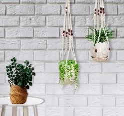 4 Stuks Luxe Macrame Plantenhangers - Boho Handgeweven Katoen Hangpot Voor Binnen/Buiten - Hangende Bloempot Met Kralen - Macramé Touw/Koord Hangplant Houder - Bohemian Wandhanger Decoratie - Plant Hanger - Verticale Tuin Bloempothouder Planthanger -Gardena Winkel 1200x1125 4