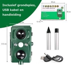 Cosas & Más - Ultrasone Kattenverjager - Marterverjager - Kattenschrik - Vogelverschrikker - Flashlight - Zonne Energie - Met USB Kabel -Gardena Winkel 1200x1125 6