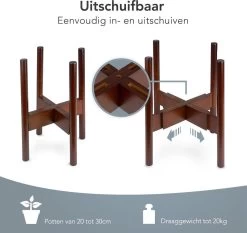 LifeGoods Planten Standaard - Uitschuifbare Bloempothouder - 20 Tot 30 Cm - Donker Bamboe -Gardena Winkel 1200x1130 8