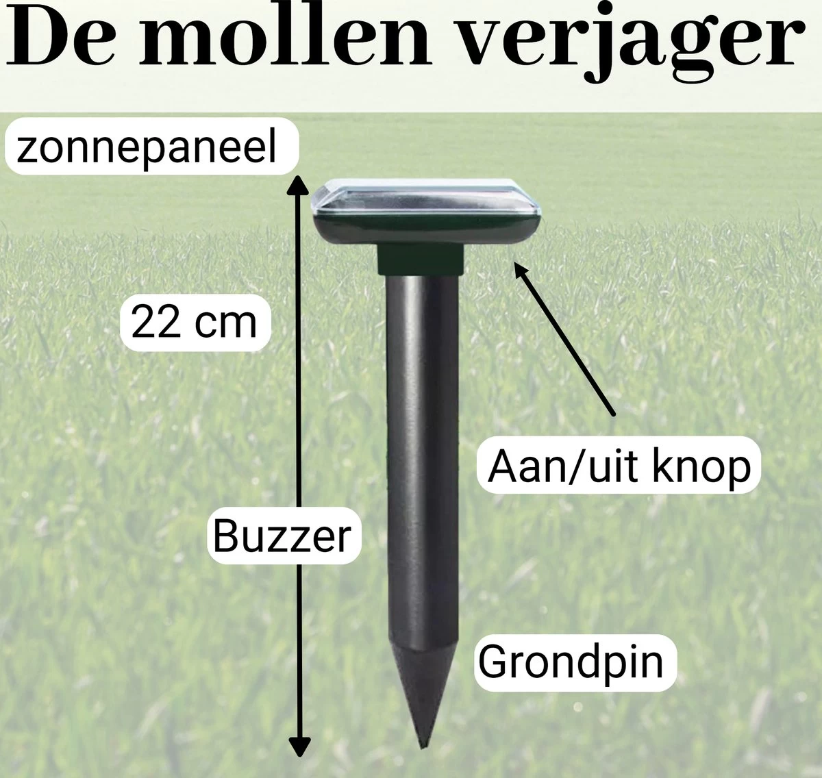 Sedeve Mollenverjager Op Zonne Energie –Mollenverjager – Muizenverjager – Ultrasone-verjager – Bereik Van 150 M2 - Set Van 2 Stuks 4 Sedeve Mollenverjager Op Zonne Energie –Mollenverjager – Muizenverjager – Ultrasone-verjager – Bereik Van 150 M2 - Set Van 2 Stuks - Afbeelding 4