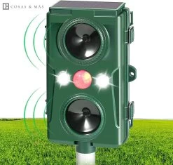 Cosas & Más - Ultrasone Kattenverjager - Marterverjager - Kattenschrik - Vogelverschrikker - Flashlight - Zonne Energie - Met USB Kabel