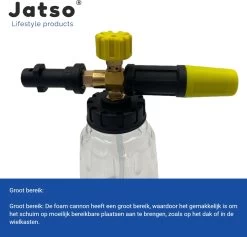 Jatso® Foam Cannon - Snow Foam - Foam Gun - Schuimlans - Foam Gun Auto - Foam Lance - Schuimsproeier - Snow Foam Cannon - Past Op Karcher K1 T/m K7 - Messing - Afneembaar Pistool -Gardena Winkel 1200x1153