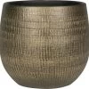 Plantenpot/bloempot In Een Strakke Modern Design Look Metal Goud Dia 22 Cm En Hoogte 20 Cm