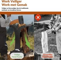 Miseru Houtklover – Zonder Bijl – No Axe – HANDMADE In Holland Houtsplijter – Houtkliever – Houtklover Voor Aanmaakhout – Ook Voor Stammen - Metaal -Gardena Winkel 1200x1168