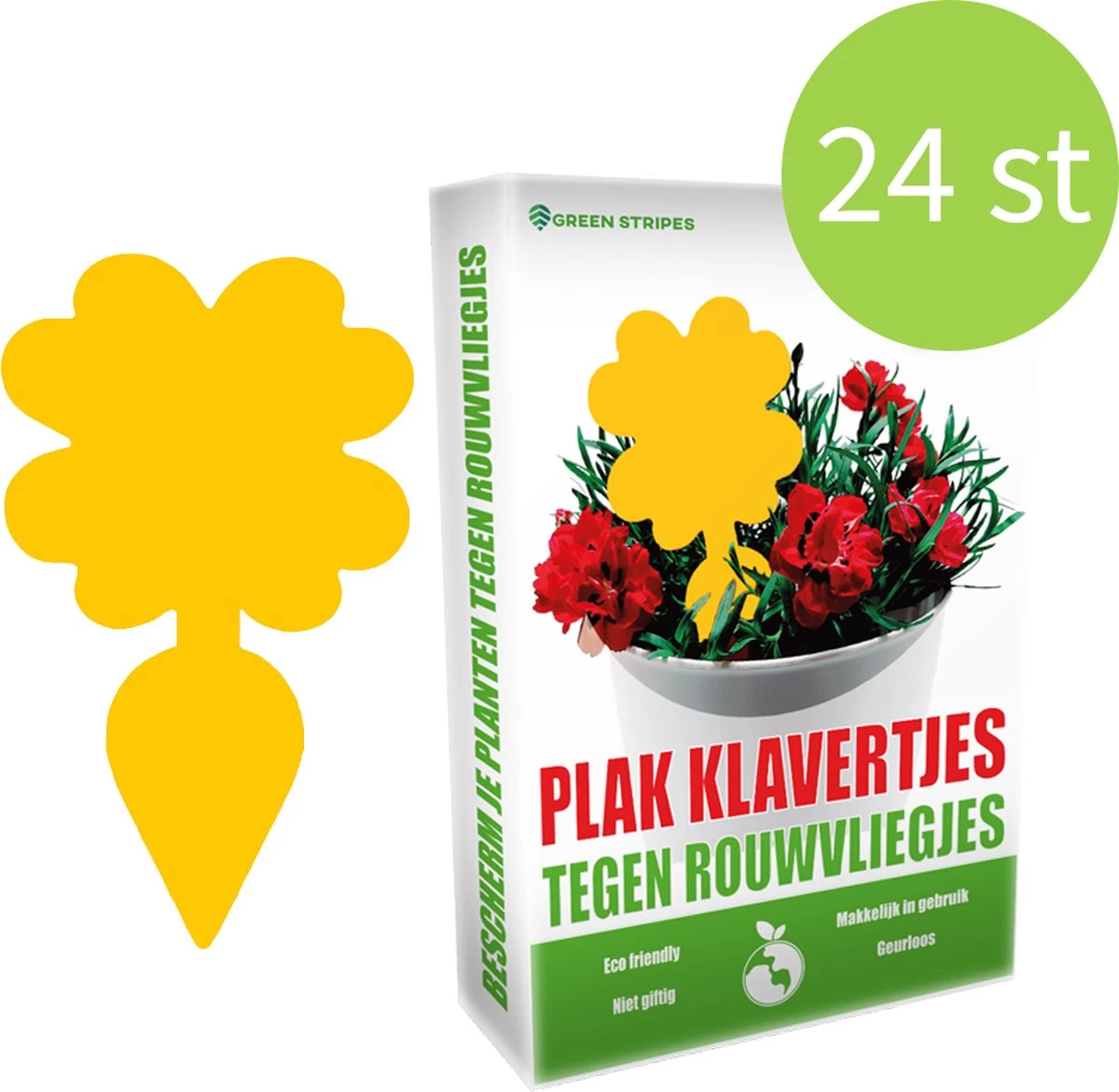 Plak Klavertjes Tegen Rouwvliegjes 24 Stuks - Rouwvliegjes Bestrijden - Varenrouwmug - Plakstrips - Vangkaarten - Vangplaten - Insectenval - Insectenvanger 1 Plak Klavertjes Tegen Rouwvliegjes 24 Stuks - Rouwvliegjes Bestrijden - Varenrouwmug - Plakstrips - Vangkaarten - Vangplaten - Insectenval - Insectenvanger