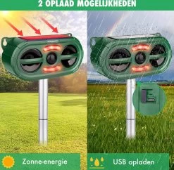 DynaBright - Solar Kattenverjager - Marterverjager - Waterdicht - Honden En Kattenschrik - Muizenverjager - Vogelverjager - Oplaadbare Batterijen - Bewegingssensor - Zonne-energie - USB Lader -Gardena Winkel 1200x1174 12