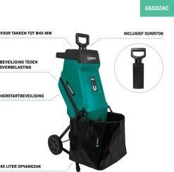 VONROC Hakselaar/Shredder 2500W – Voor Takken Tot Ø45mm – Incl. 45L Opvangzak & Duwstok -Gardena Winkel 1200x1179 8