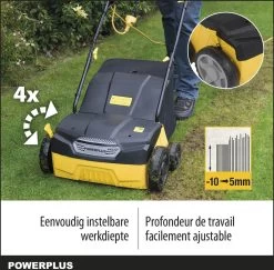 Powerplus POWXG7513 Elektrische Verticuteermachine - Mos Verwijderaar - 1400W - 320mm Maaibreedte - 45L Opvangbak - Incl. Gazonbeluchter/grasbeluchter -Gardena Winkel 1200x1180