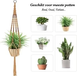 4 Stuks Luxe Jute Plantenhangers - Boho Handgeweven Katoen Hangpot Voor Binnen/Buiten - Hangende Bloempot Met Kralen - Macramé Touw/Koord Hangplant Houder - Bohemian Wandhanger Decoratie - Plant Hanger - Verticale Tuin Bloempothouder Planthanger -Gardena Winkel 1200x1184 12