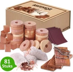 AWEMOZ Mottenballen 71 Stuks + 10 Stuks Schuurpapier - Cederhout Tegen Motten - Motten Bestrijden - Mottenval -Gardena Winkel 1200x1187 26