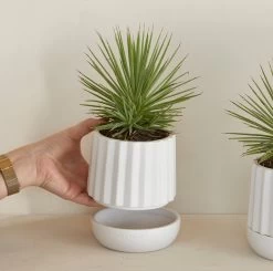 Riviera Maison Plantenbak Rond, Bloempot Met Ribbel - RM Let It Grow Planter - Wit - Porselein - Maat S -Gardena Winkel 1200x1191 16