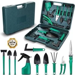 Tuinierset 10 Delig Met Complete Gereedschapskoffer Set Inclusief Tuinschaar, Handschep, Handhark, Plantenspuit, Haakvormige Voegenkrabber, Bloemenschepje, Bloemenschaar, Grasschaar En Heggenschaar -Gardena Winkel 1200x1193 3
