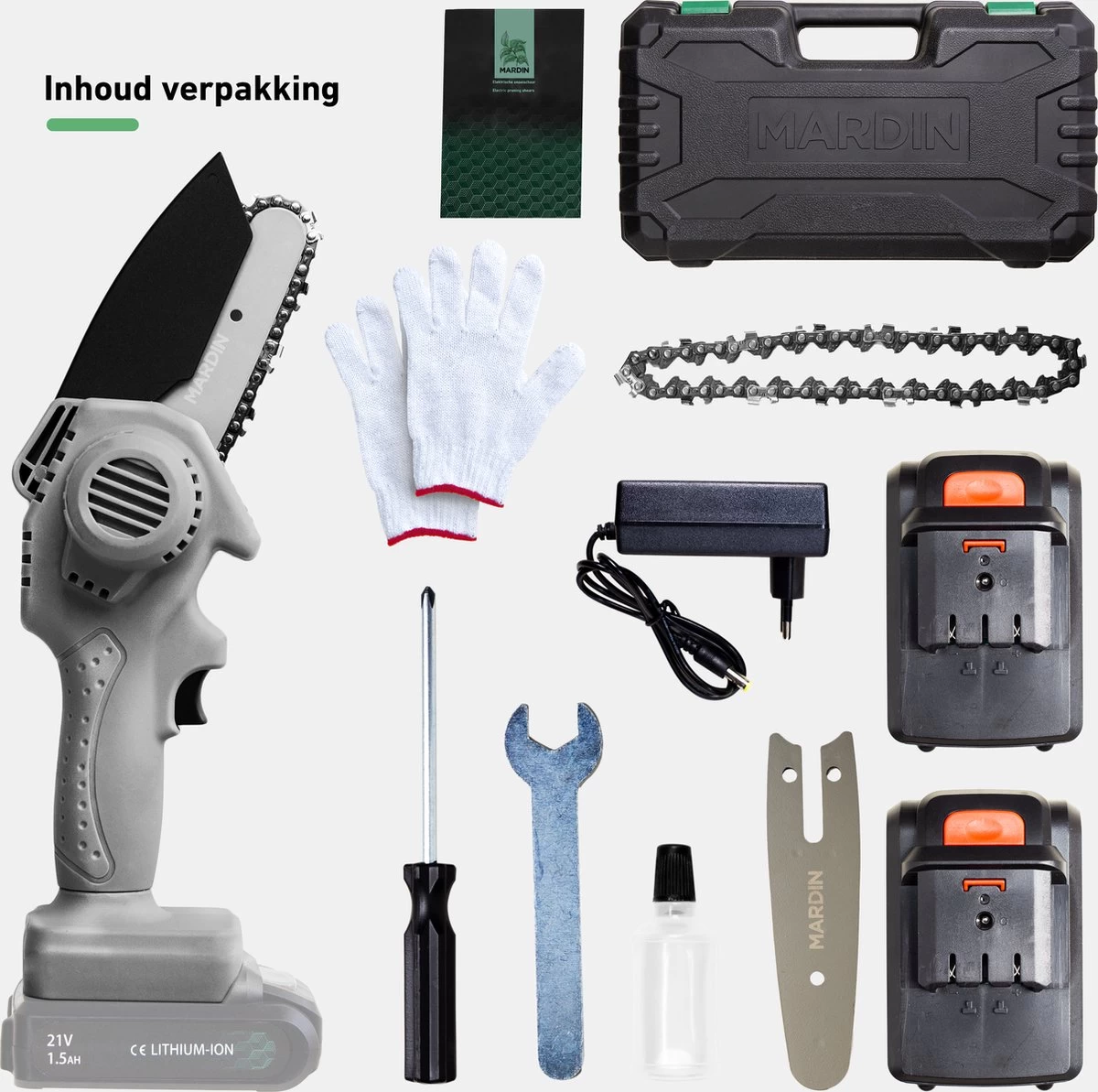 Mardin Mini Kettingzaag - Snoeizaag - Kettingzaag - Kettingzaag Electrisch Met 2 Accu - Inclusief Koffer - 1 Extra Accu - Grijs 8 Mardin Mini Kettingzaag - Snoeizaag - Kettingzaag - Kettingzaag Electrisch Met 2 Accu - Inclusief Koffer - 1 Extra Accu - Grijs - Afbeelding 8