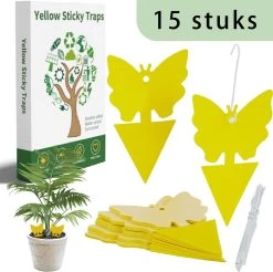 Rouwvliegjes Bestrijden 15 Stuks - Vliegenvanger - Insectenvanger - Lijmval - Vangplaten - Plak Klavertjes Tegen Rouwvliegen En Trips - Vangkaarten - Hebron®