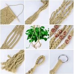 5 Stuks Luxe Jute Plantenhangers - Boho Handgeweven Katoen Hangpot Voor Binnen/Buiten - Hangende Bloempot Met Kralen - Macramé Touw/Koord Hangplant Houder - Bohemian Wandhanger Decoratie - Plant Hanger - Verticale Tuin Bloempothouder Planthanger -Gardena Winkel 1200x1197 26